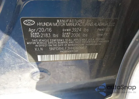 2017 Hyundai Elantra Se from USA, damaged, VIN 5NPD84LF3HH060967